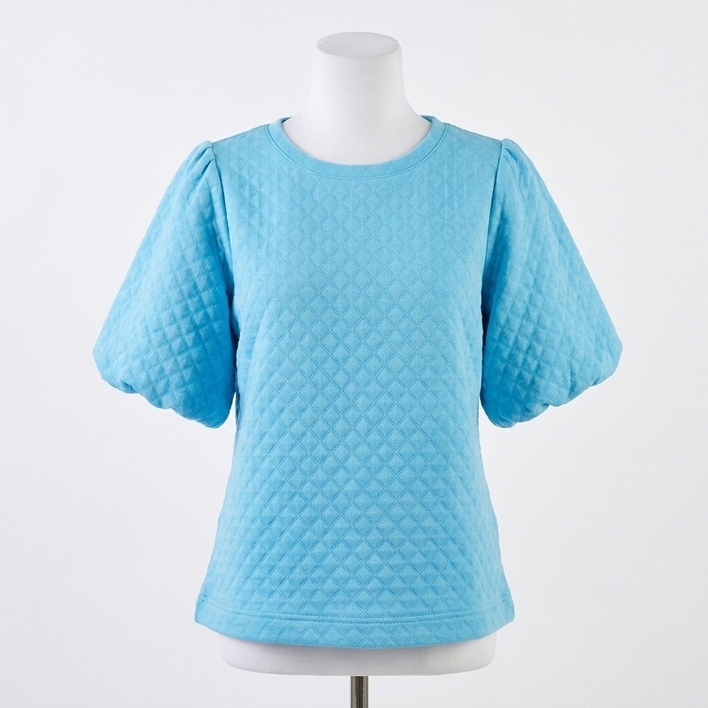 NEW MARY SQUARE jamie bubble sleeves top in light blue